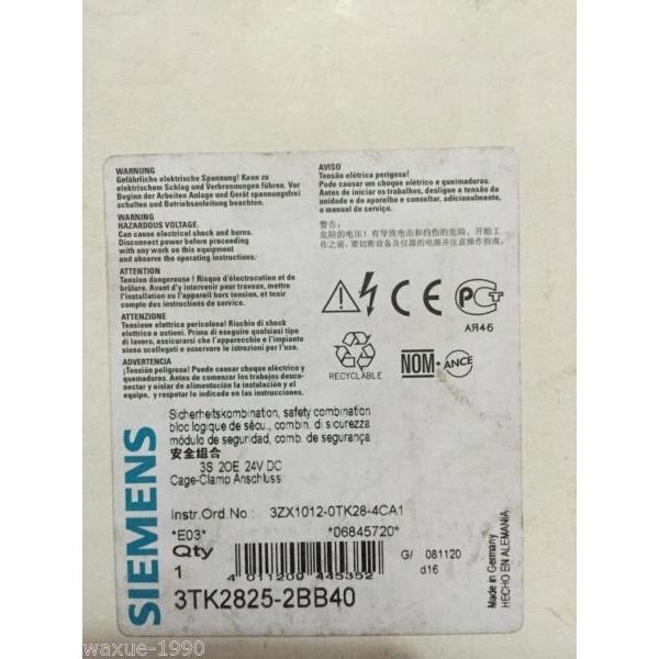 3TK2825-2BB40 Siemens SIRIUS Safety Relay DC 24V 3TK2 825-2BB40